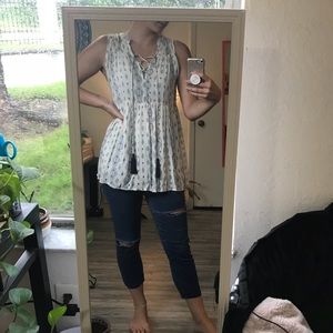 White and blue long shirt